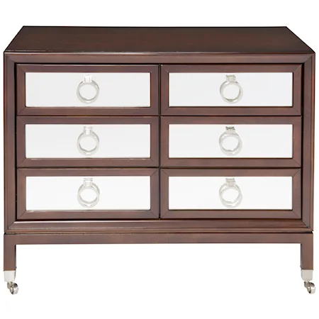 Transitional Alister Accent Chest with Supreme Walnut Finish and Casters